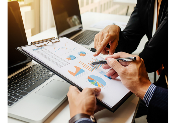 Discussing financial performance charts