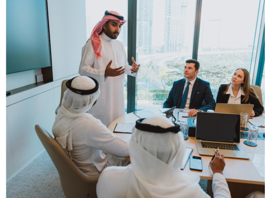 Regulatory briefing in a corporate meeting room